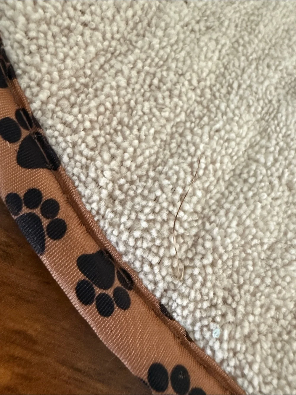 pet Bowl Mat Beige Oval Pet Door Mat with Paw-Trim